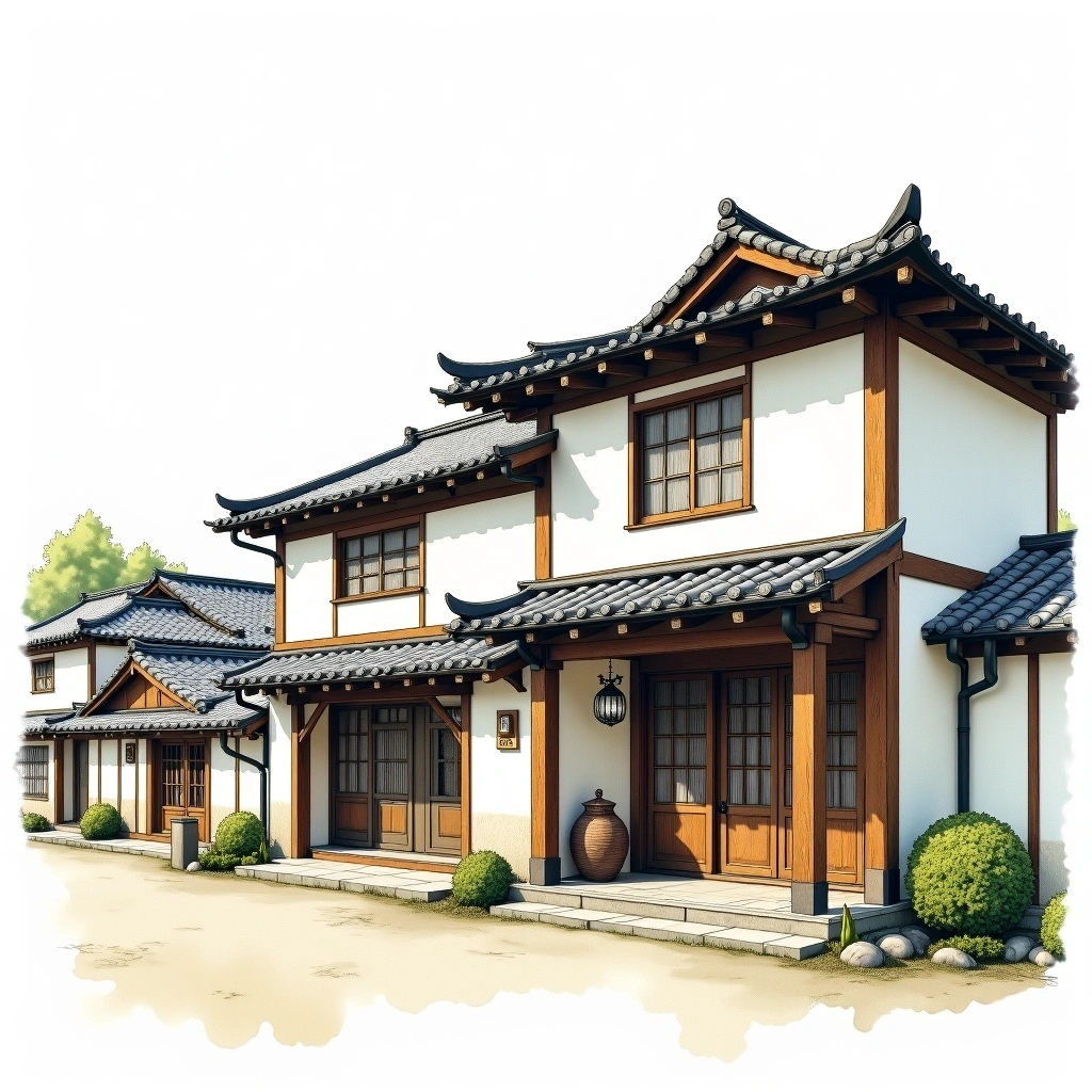 Chiyomusubi Sake Brewery sake brewery — watercolor illustration