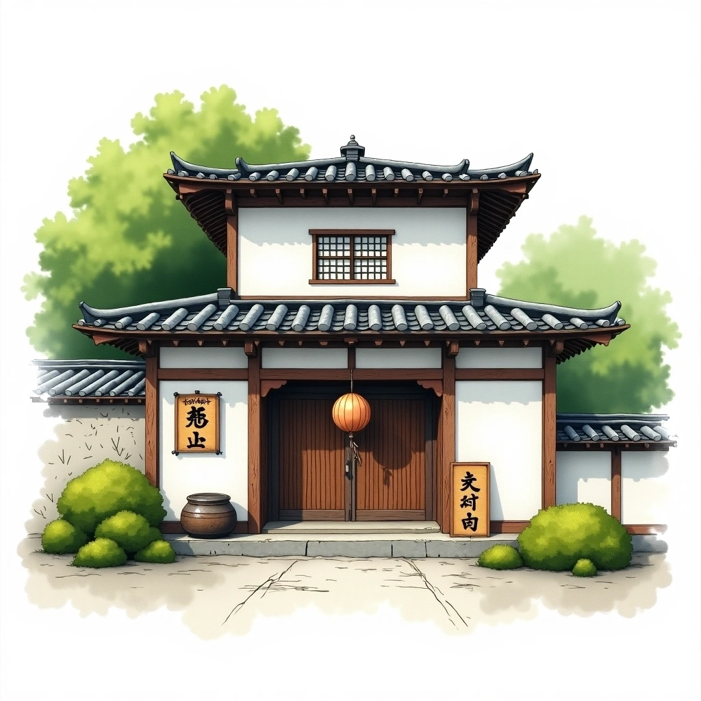 Watanabe Sake Brewing sake brewery — watercolor illustration