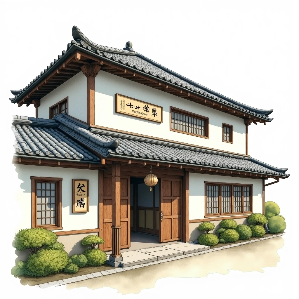 Ichinokura Sake Brewery sake brewery — watercolor illustration