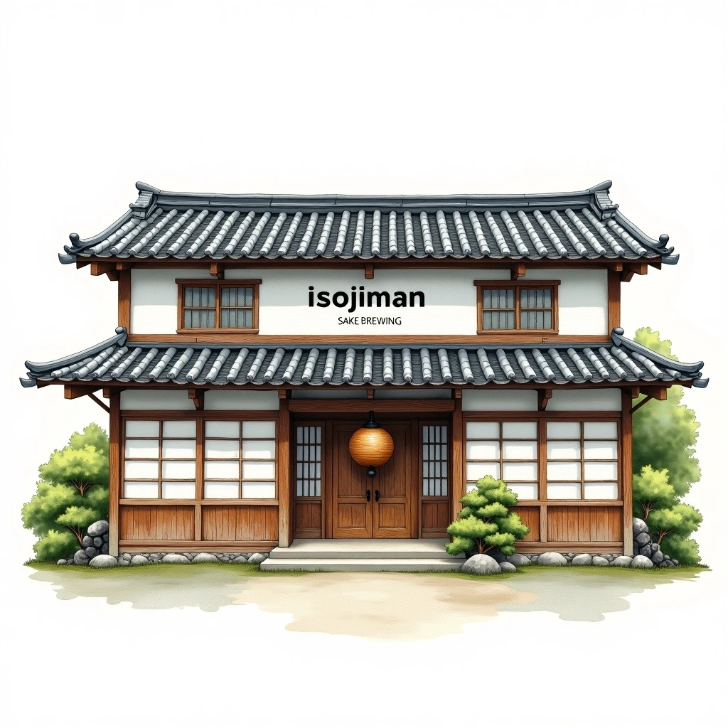 Isojiman Sake Brewing sake brewery — watercolor illustration