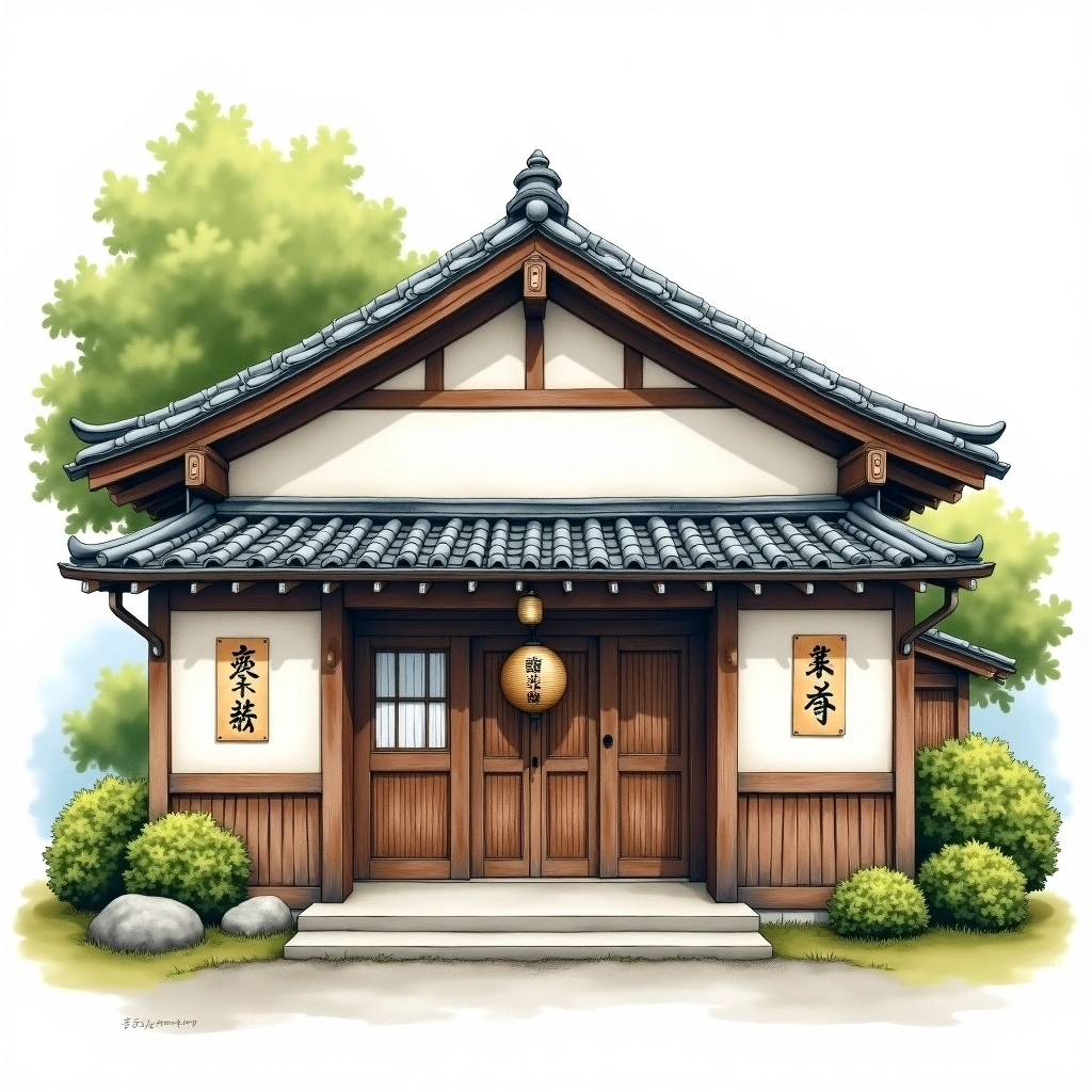 Izumibashi Sake Brewery sake brewery — watercolor illustration