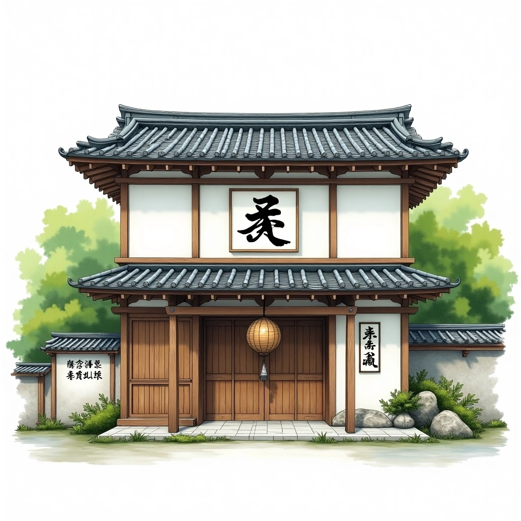 Manzairaku / Kobo Shuzo sake brewery — watercolor illustration