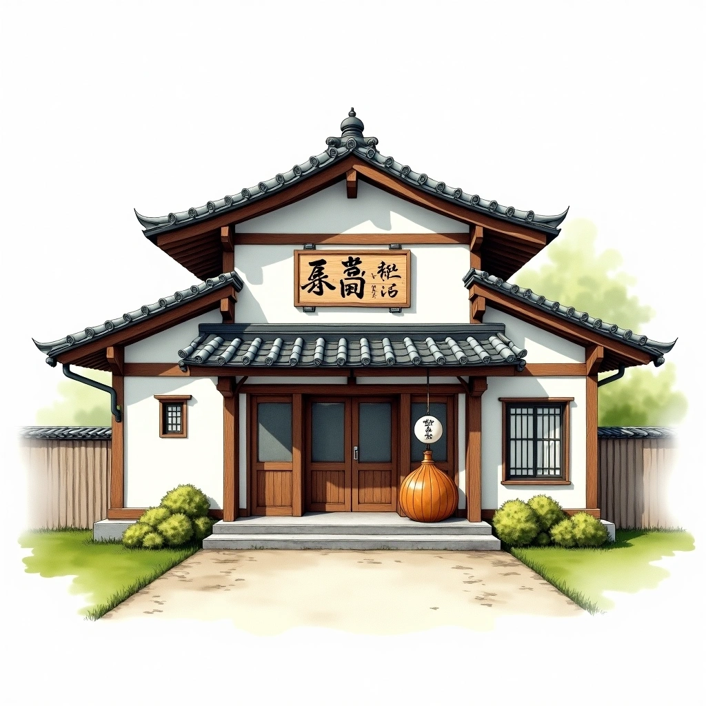 Matsumoto Sake Brewing sake brewery — watercolor illustration