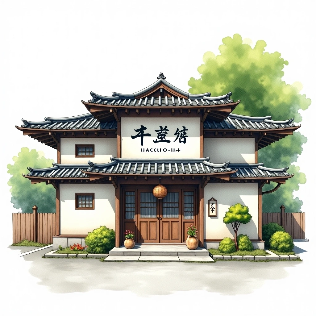 Hachinohe Shuzo sake brewery — watercolor illustration