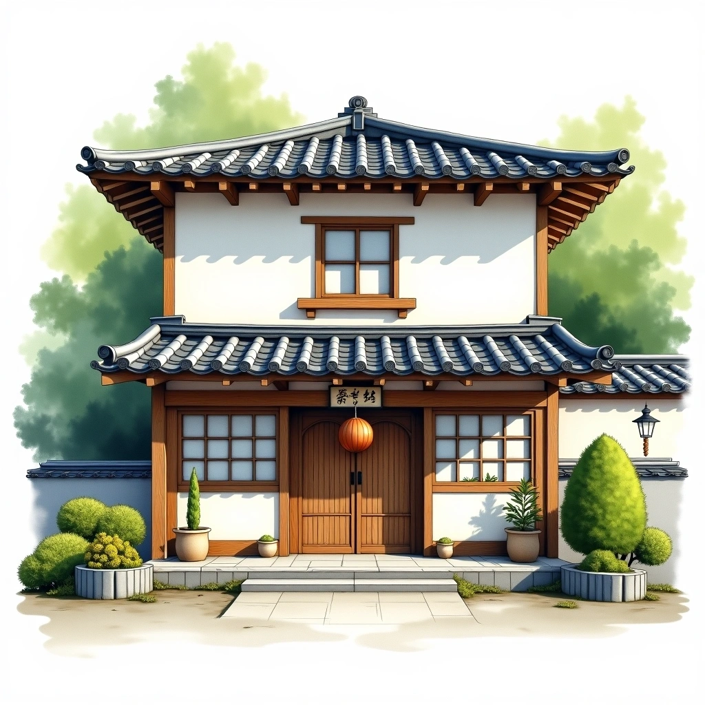 Ninki Sake Brewery sake brewery — watercolor illustration