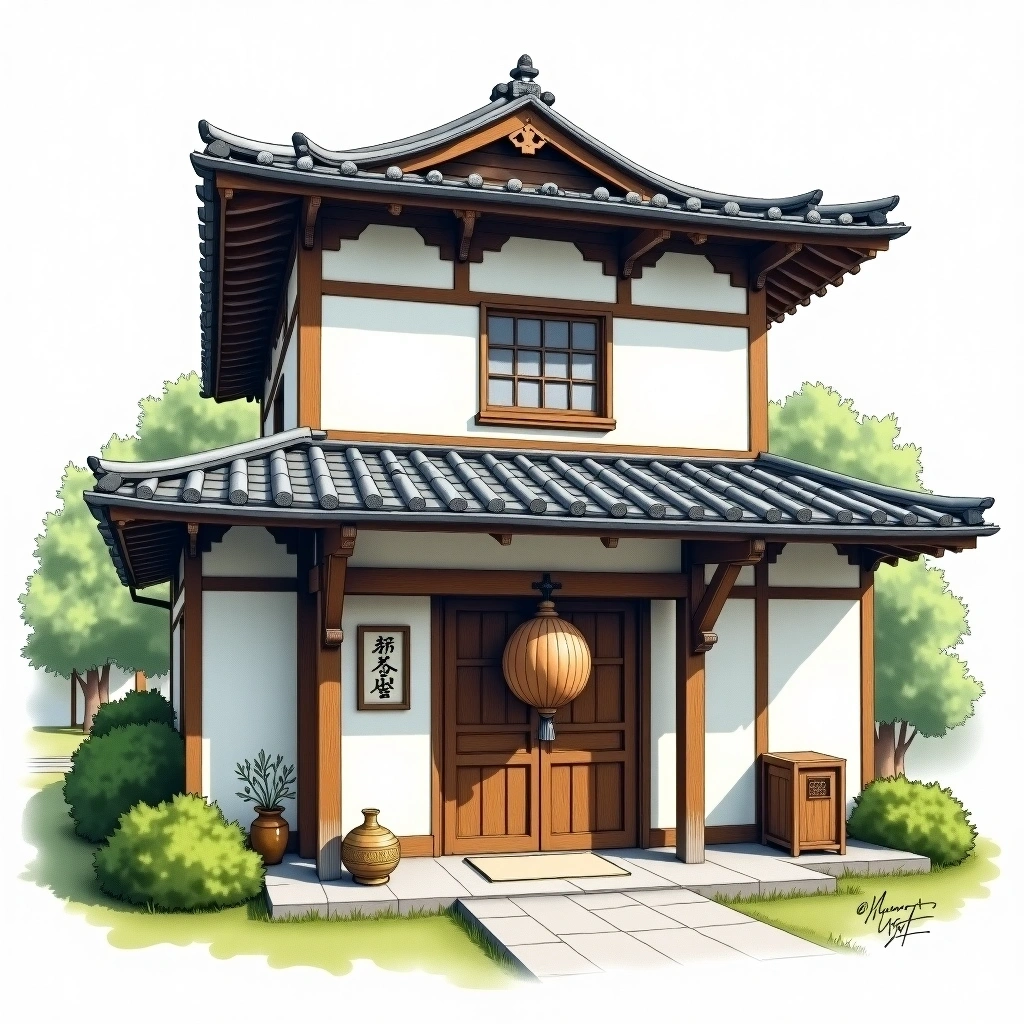 Sharaku / Miyaizumi Meijo sake brewery — watercolor illustration