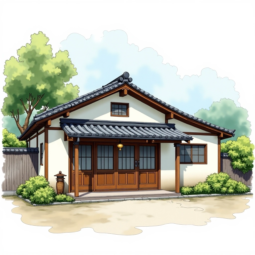 Obuse Winery / Obuse Kura sake brewery — watercolor illustration