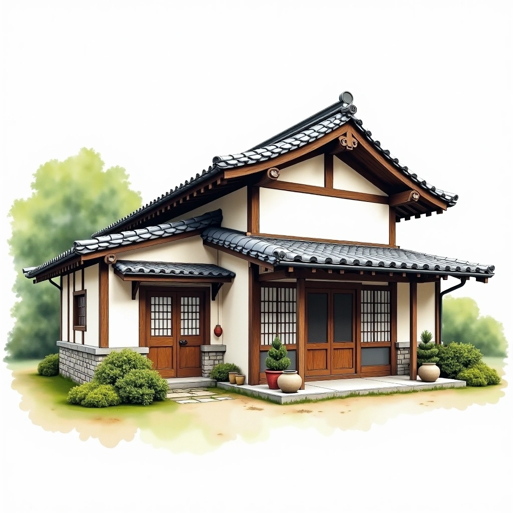 Suigei Sake Brewing sake brewery — watercolor illustration