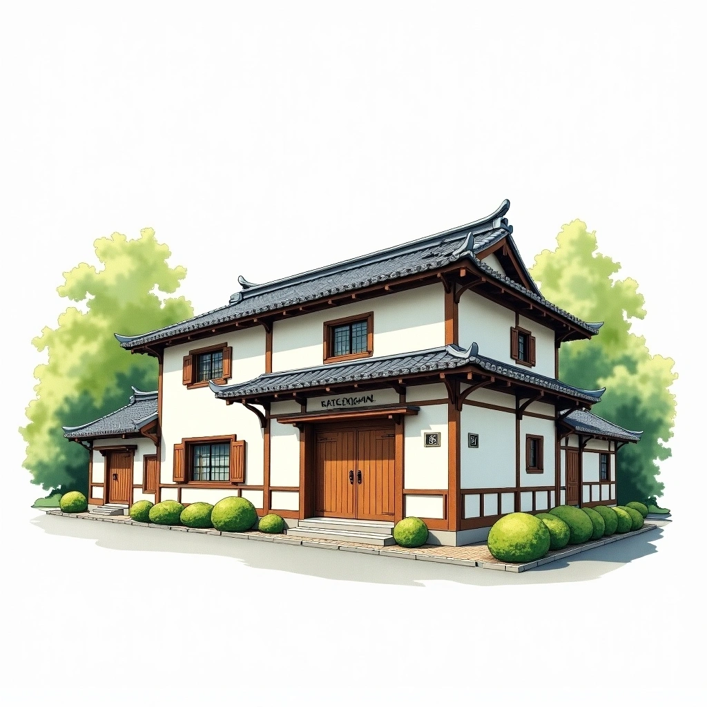 Tatenokawa Brewery sake brewery — watercolor illustration