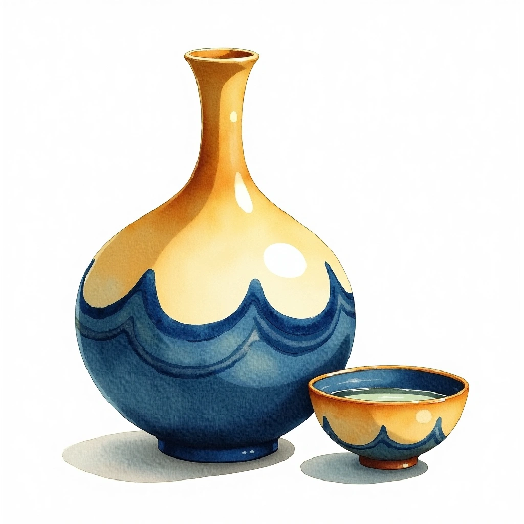 Chiyomusubi Goriki Junmai Junmai — watercolor illustration