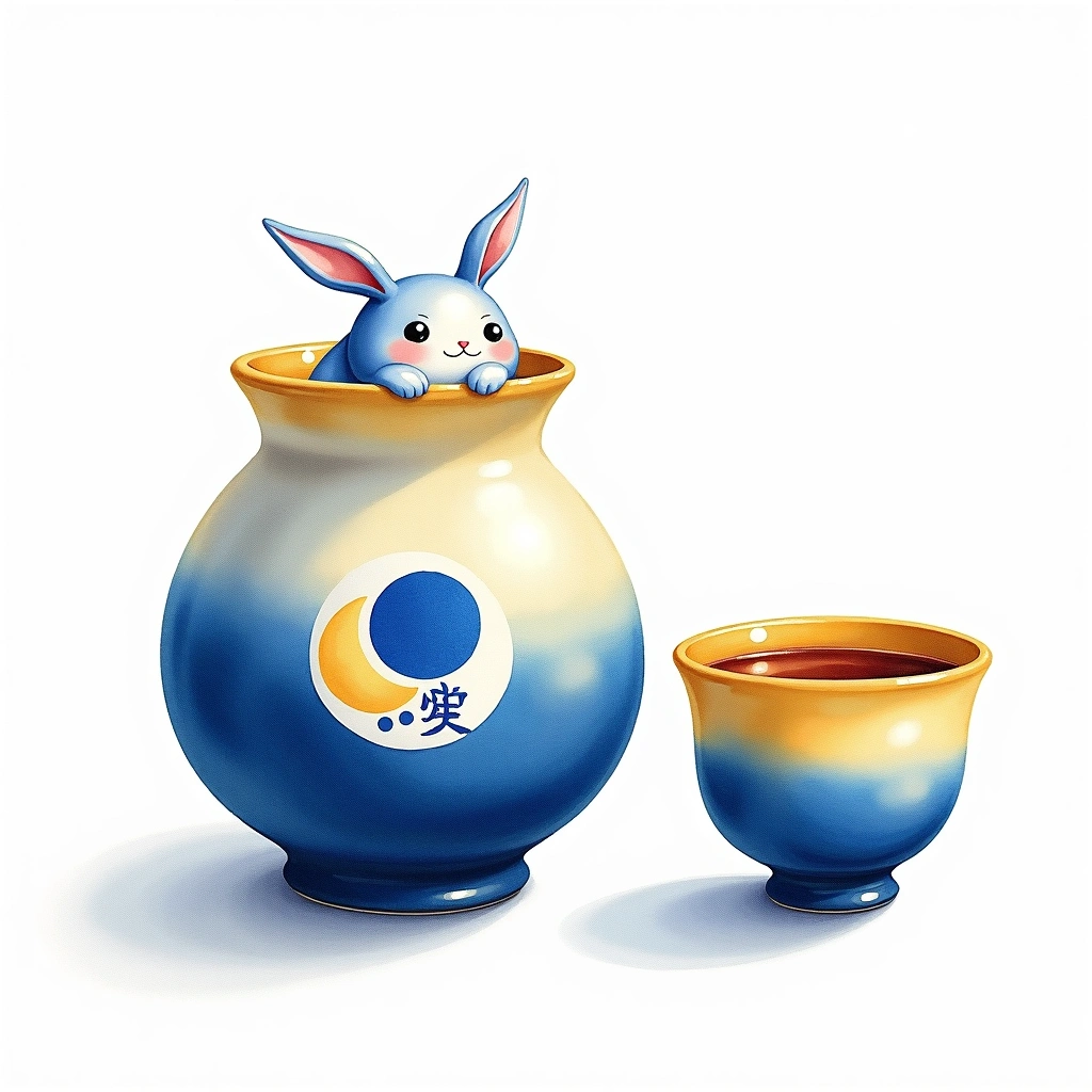 Gekkeikan Tsuki Futsushu — watercolor illustration