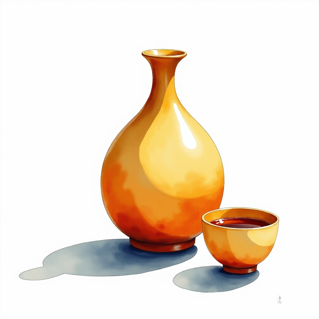 Futsushu sake grade — watercolor illustration