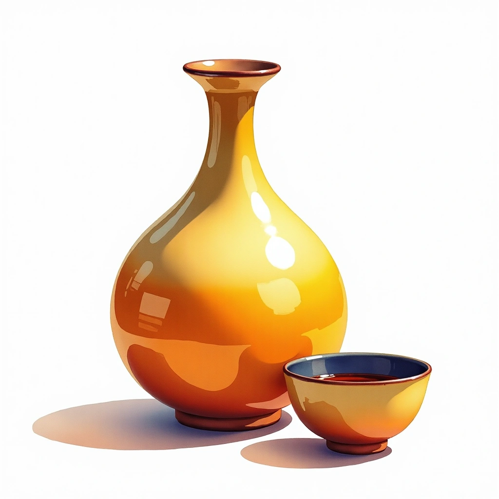 Honjozo sake grade — watercolor illustration