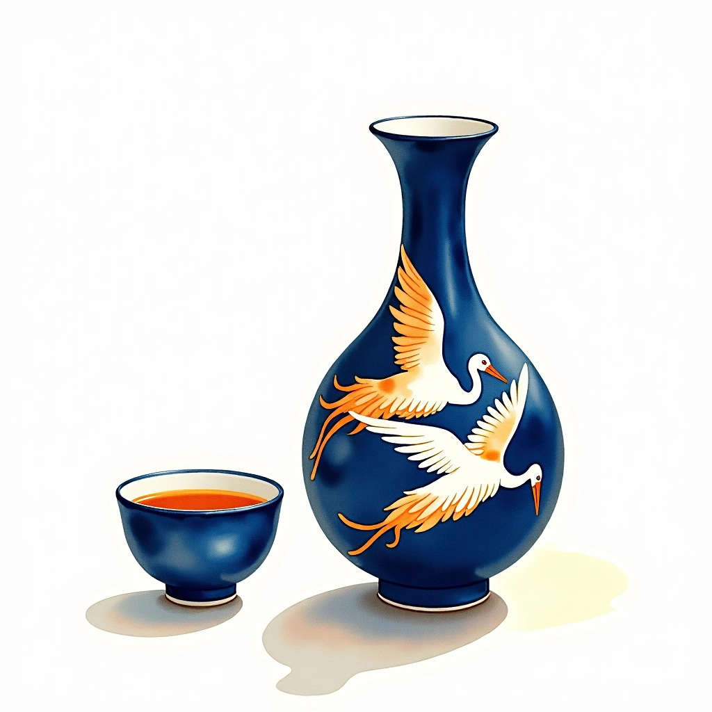 Hakutsuru Tanrei Junmai Junmai — watercolor illustration