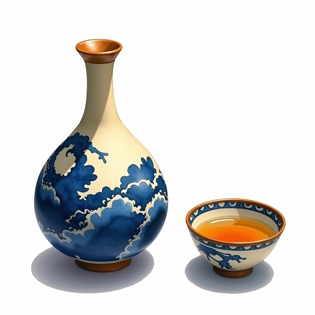 Harushika Cho Karakuchi Junmai Junmai — watercolor illustration