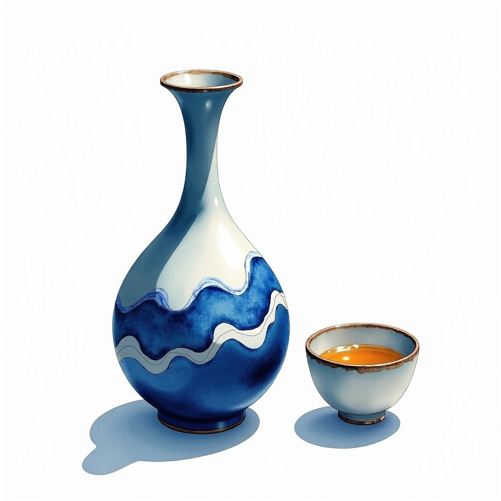 Kaze no Mori Alpha Type 1 Junmai — watercolor illustration