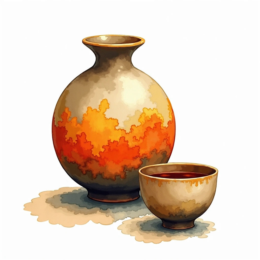 Rihaku Wandering Poet Junmai Ginjo Junmai Ginjo — watercolor illustration