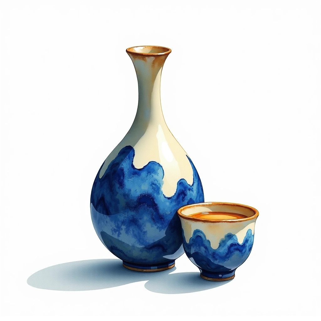 Senkin Snowman Nigori Junmai — watercolor illustration