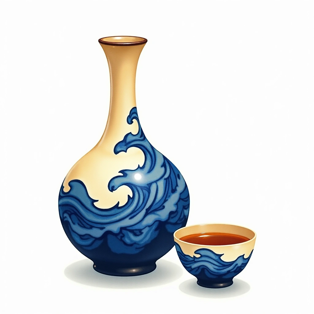 Sogga Pere et Fils Numero Six Junmai — watercolor illustration