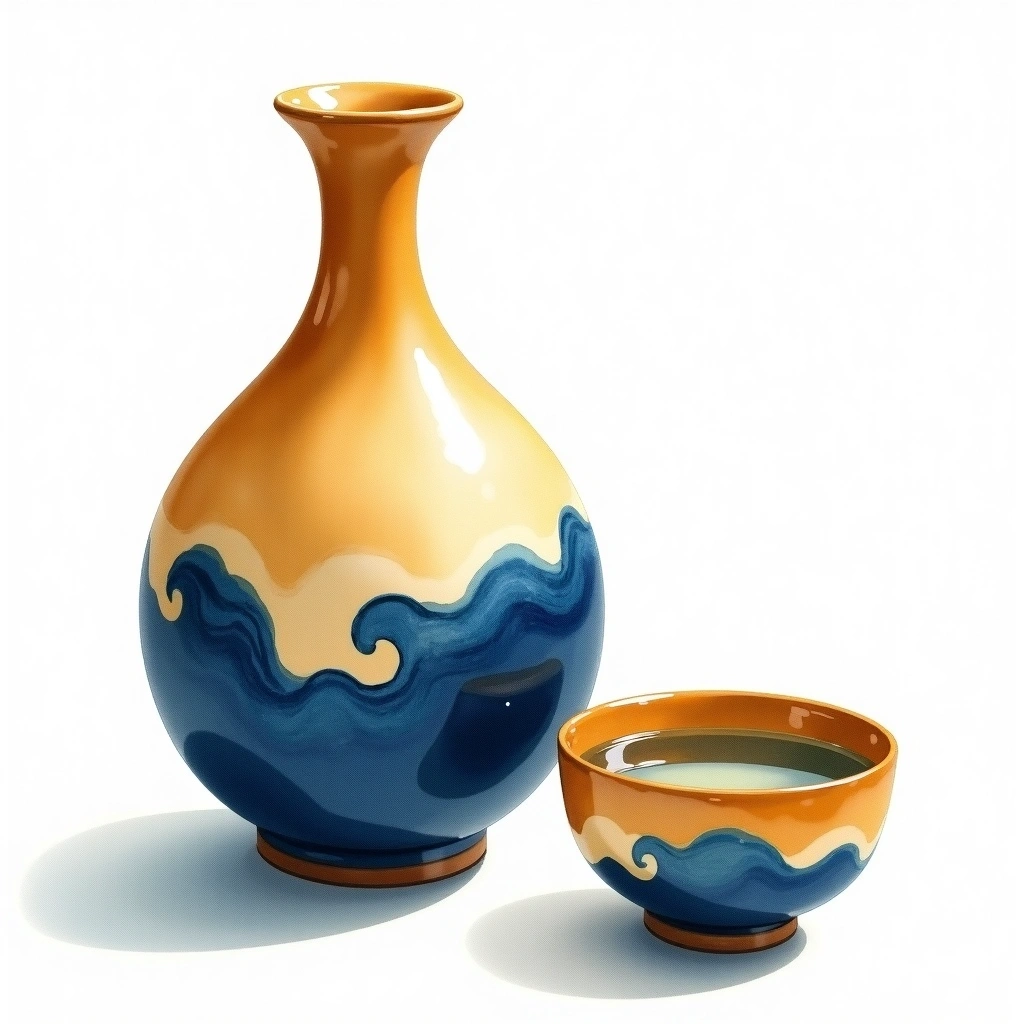 Tedorigawa Junmai Junmai — watercolor illustration