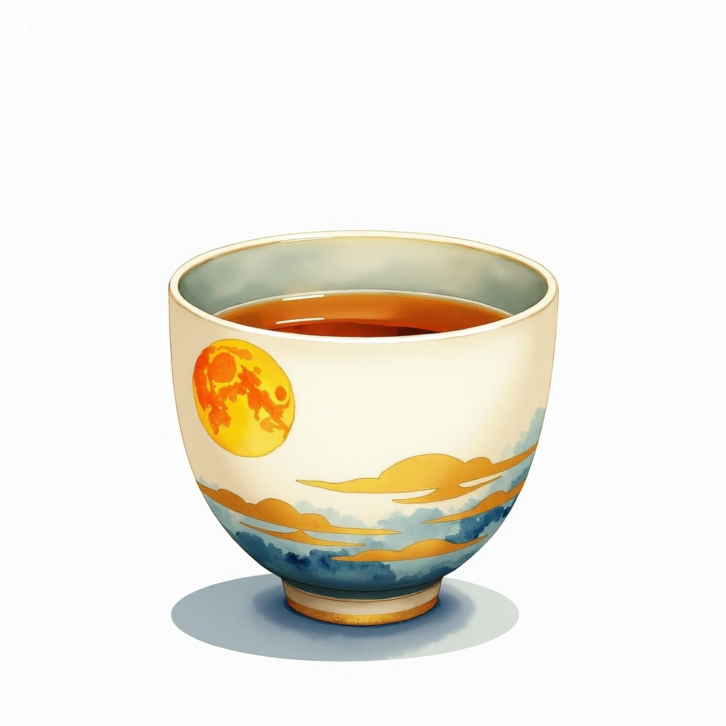 Tsuki no Katsura Iwai Junmai Ginjo Junmai Ginjo — watercolor illustration