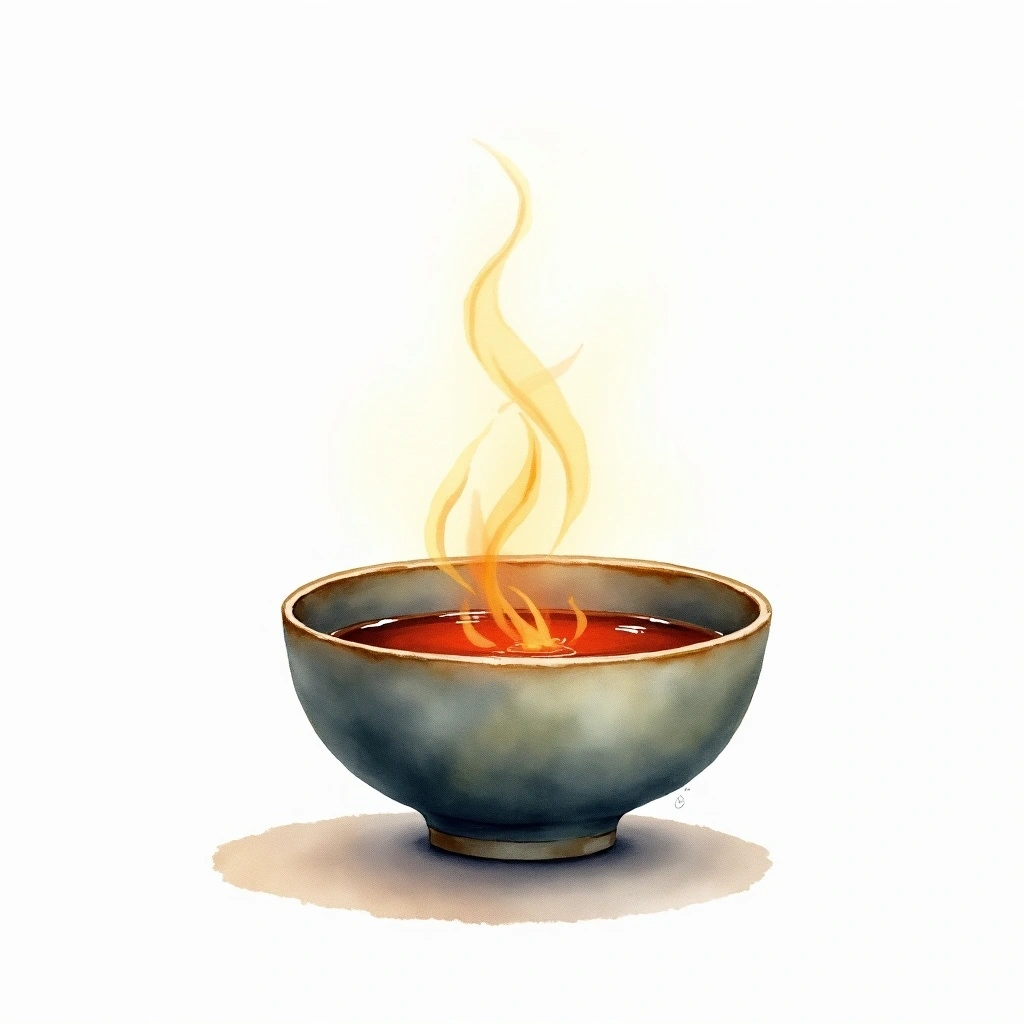 Tobikirikan (Piping hot) (飛びきり燗) sake serving — watercolor illustration